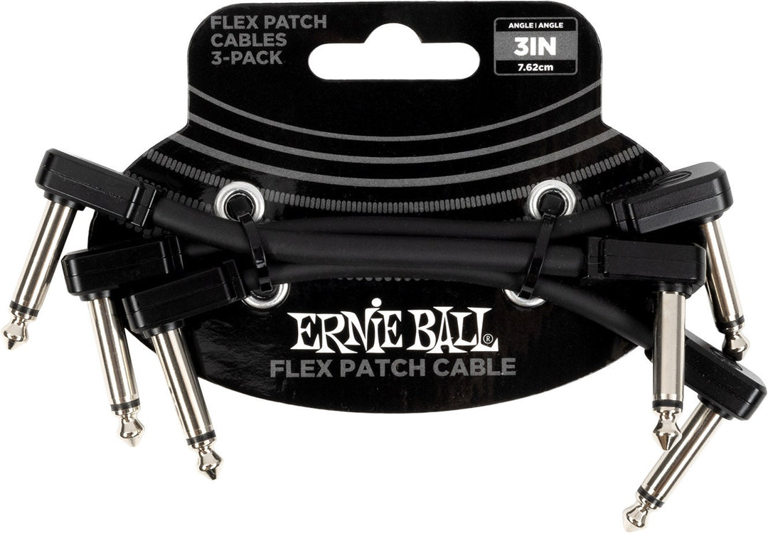 Ernie Ball 6443 Flex patchkabel Svart 7,5cm 3-pack