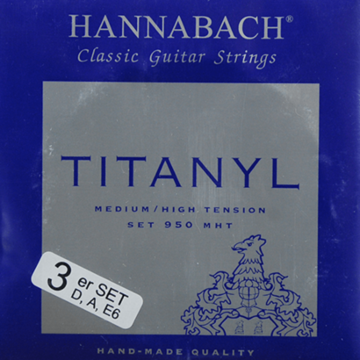 Hannabach strängar för klassisk Gitarrer Serie 950 Medium/Hög spänning Titanyl - Set med 3 bassträngar (9507MHT)