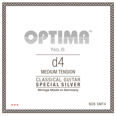 Optima No. 6 D4 klassisk gitarrsträng, försilvrad, medium tension