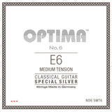 Optima No. 6 E6 klassisk gitarrsträng, silverpläterad, medium tension