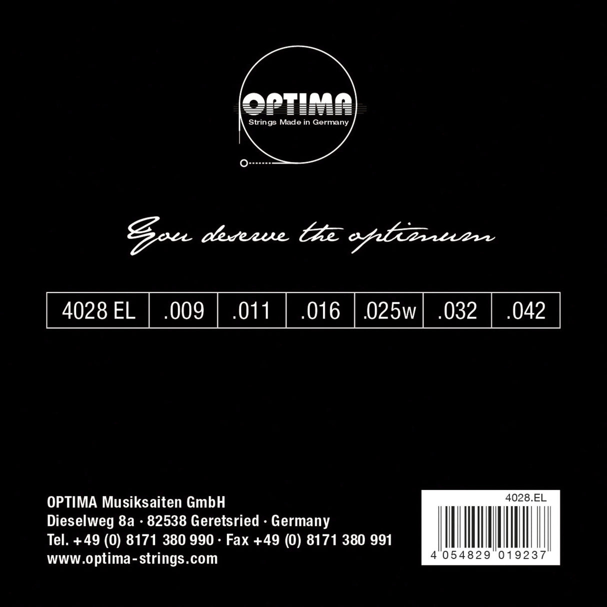 Optima-strängar för elgitarr kromsträngar round wound – set (4028EL)