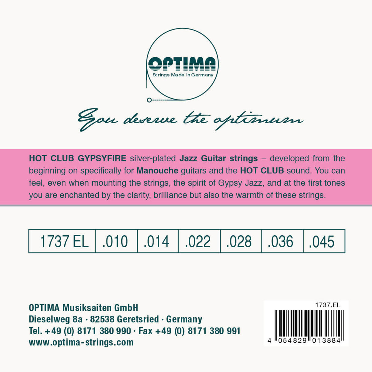 Optima strängar för akustisk gitarr Hot Club Gypsyfire silverpläterade - Set (1737EL)