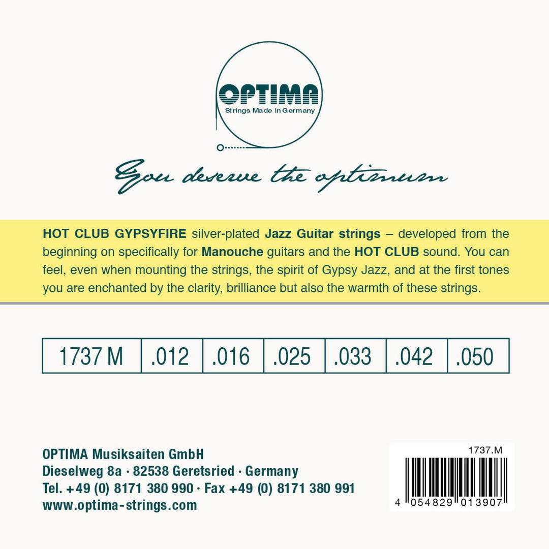 Optima strängar för akustisk gitarr Hot Club Gypsyfire silverpläterade - Set (1737M)