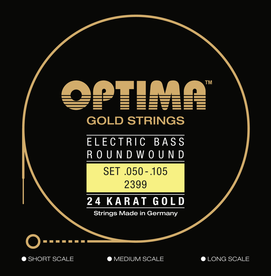 Optima E-Bass-strängar Gold Strings roundwound long scale - set 4-strängar medium (2399M)
