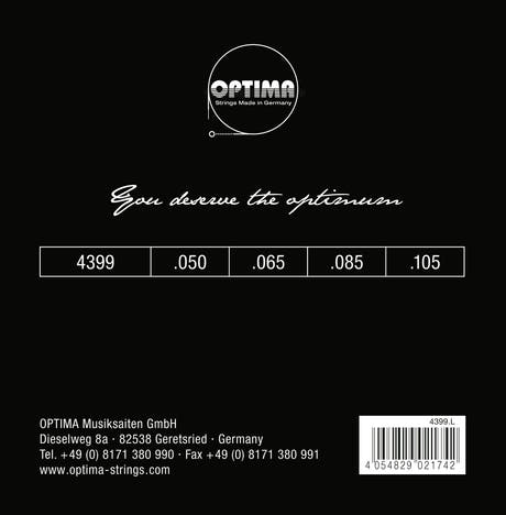 Optima E-bassträngar Chrome Strings rundspunna lång skala - Set 4-string medium (4399M)