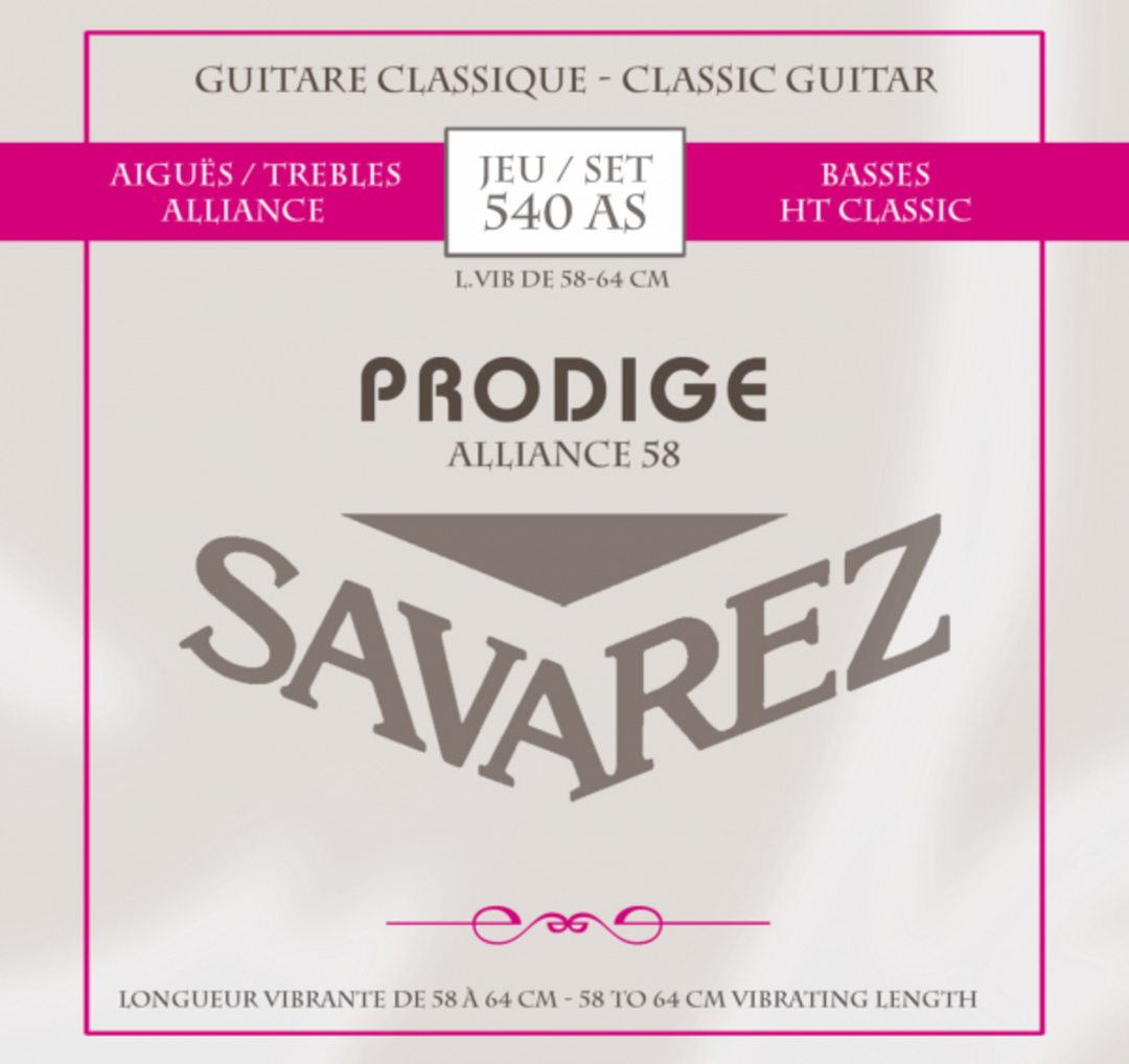 Savarez strängar för klassisk gitarr Prodige 38 barngitarr - 3/4-7/8 Carbon (540AS)