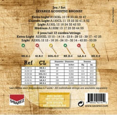 Savarez A130CL Bronze western-gitarrsträngar, custom light .011 till .052