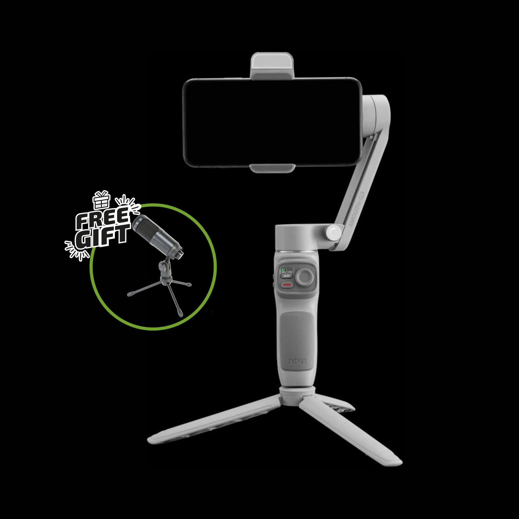 Zhiyun Smooth Q3 Combo Mobilstabilisator med ljus + Gratis present