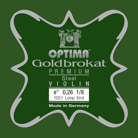 Optima Goldbrokat Premium E-sträng 1/8-fioler, 0,26 mm, ögla