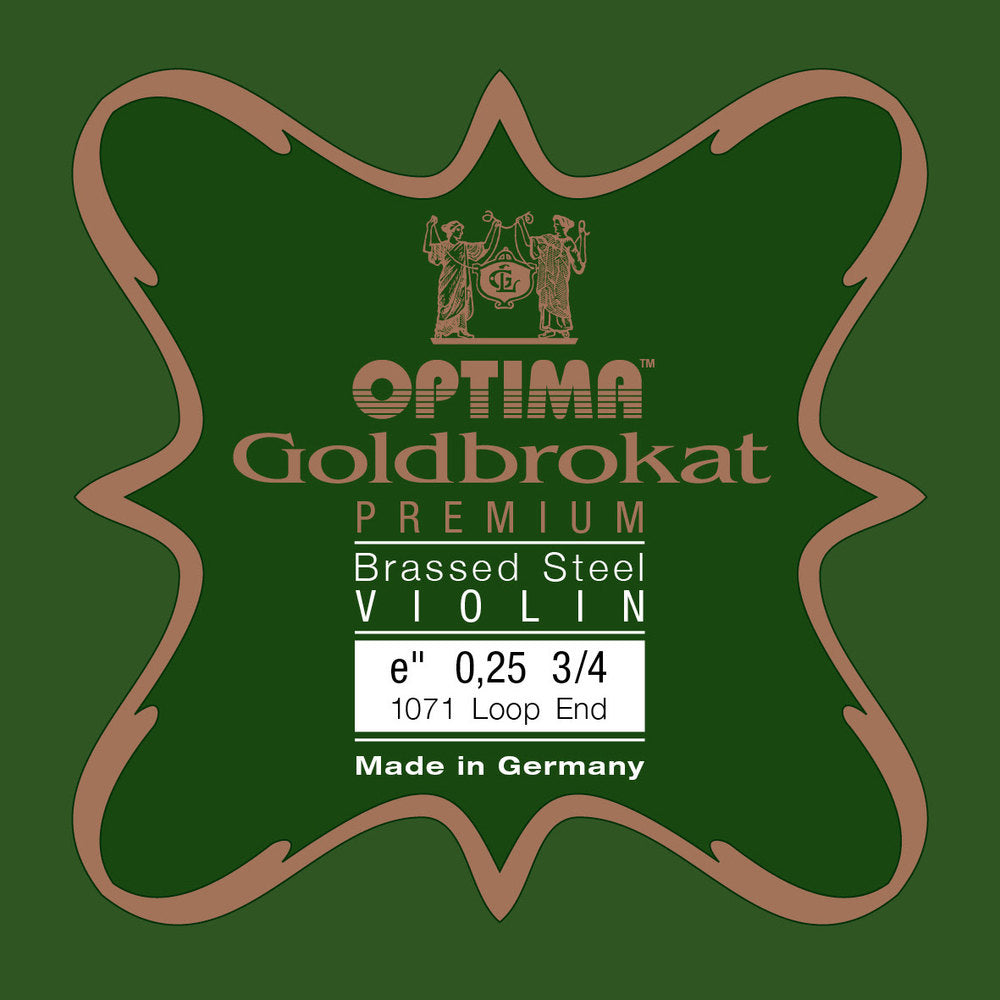 Optima Goldbrokat Premium Brassed E-sträng 3/4-fioler, 0,25 mm, ögla