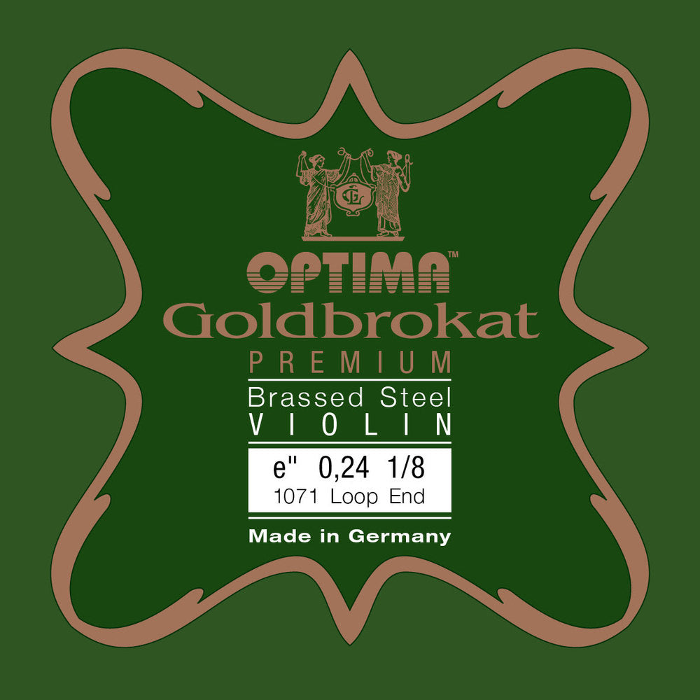 Optima Goldbrokat Premium Brassed E-sträng till 1/8-fioler, 0,24 mm, ögla