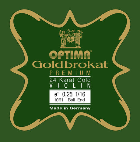 Optima Goldbrokat 24K Gold E-sträng 1/16-fiol, 0,25 mm, kula