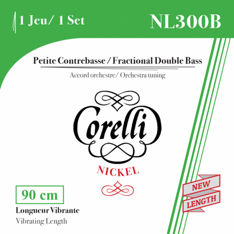 Corelli kontrabassträngar fraktionerade - kort mensur - set i 1/4-storlek (NL300B)