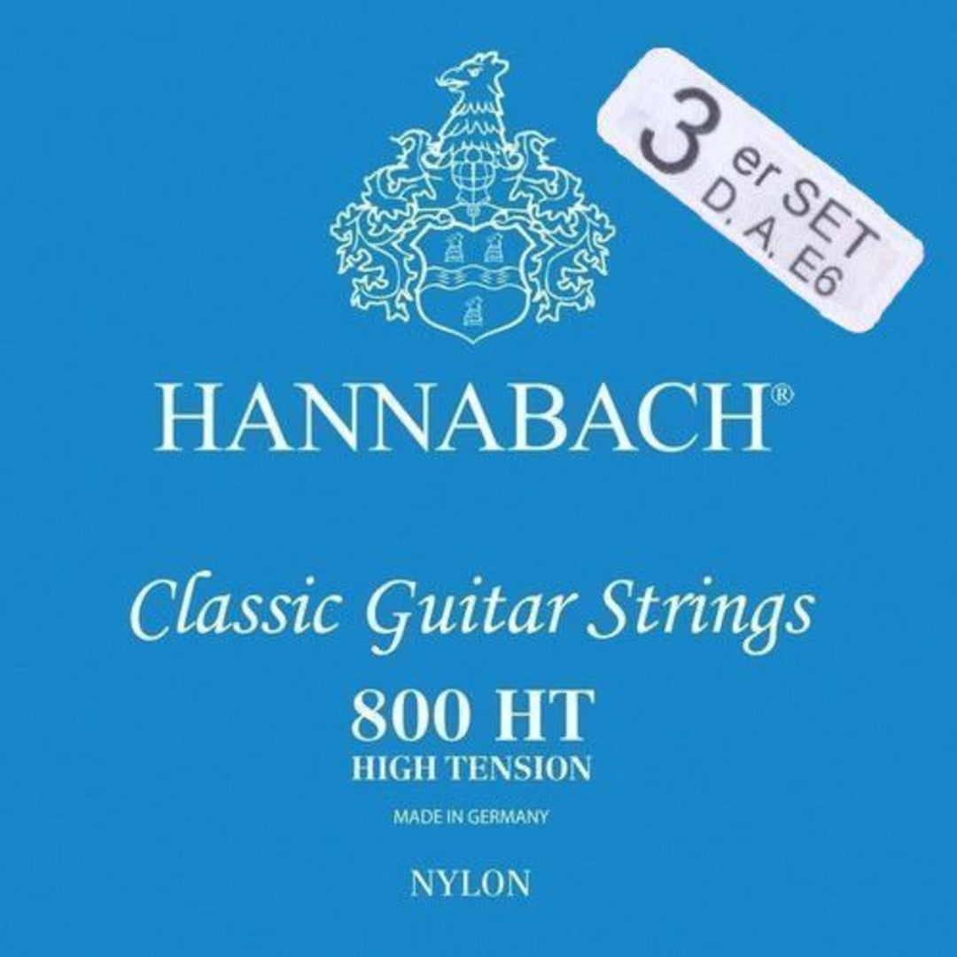 Hannabach strängar för klassisk gitarr serie 800 High tension silverpläterade - set med 3 bassträngar (8007HT)