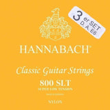 Hannabach strängar för klassisk gitarr serie 800 Super Low Tension silverpläterade - set med 3 bassträngar (8007SLT)