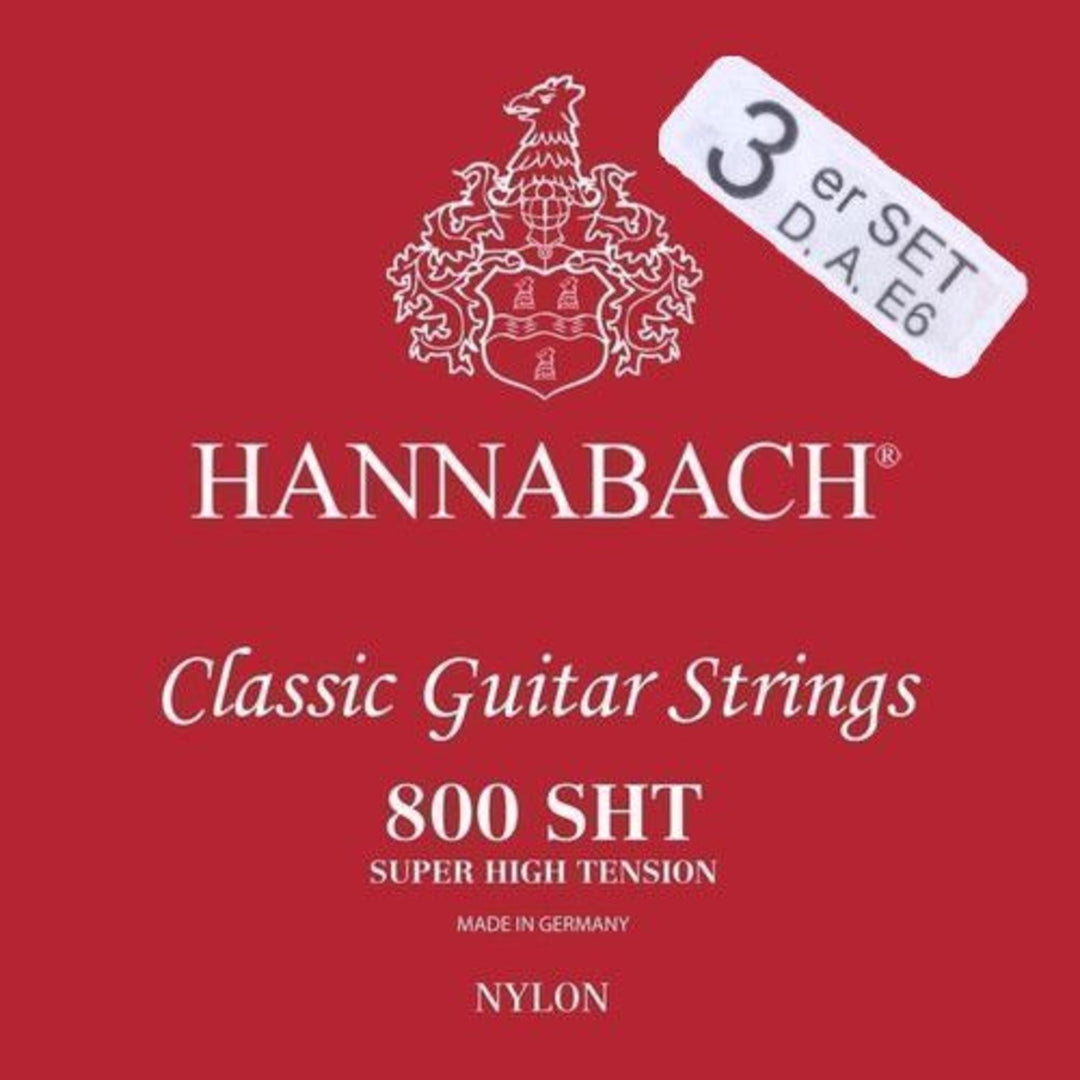 Hannabach strängar för klassisk gitarr serie 800 Super High Tension silverpläterade - set med 3 bassträngar (8007SHT)