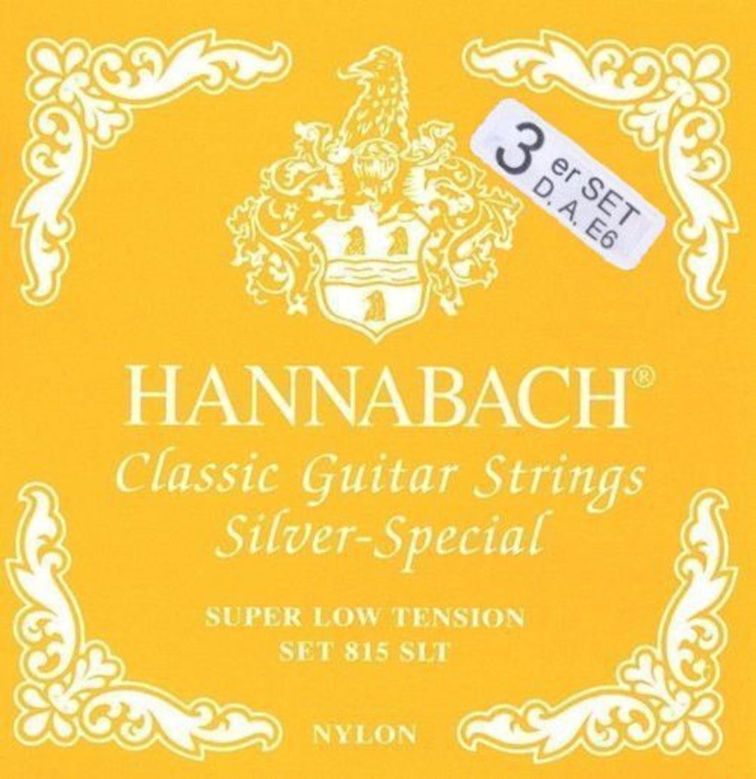 Hannabach strängar för klassisk gitarr serie 815 Super Low Tension Silver special - set med 3 bassträngar (8157SLT)