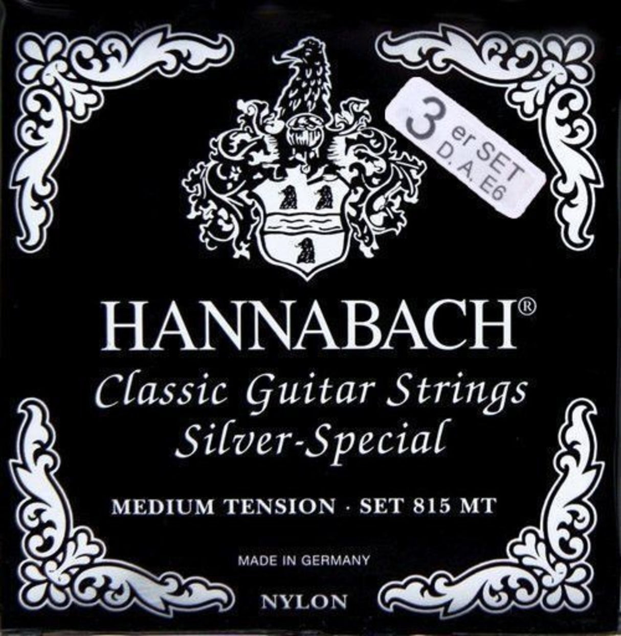 Hannabach strängar för klassisk gitarr serie 815 Medium tension Silver special - set med 3 bassträngar (8157MT)