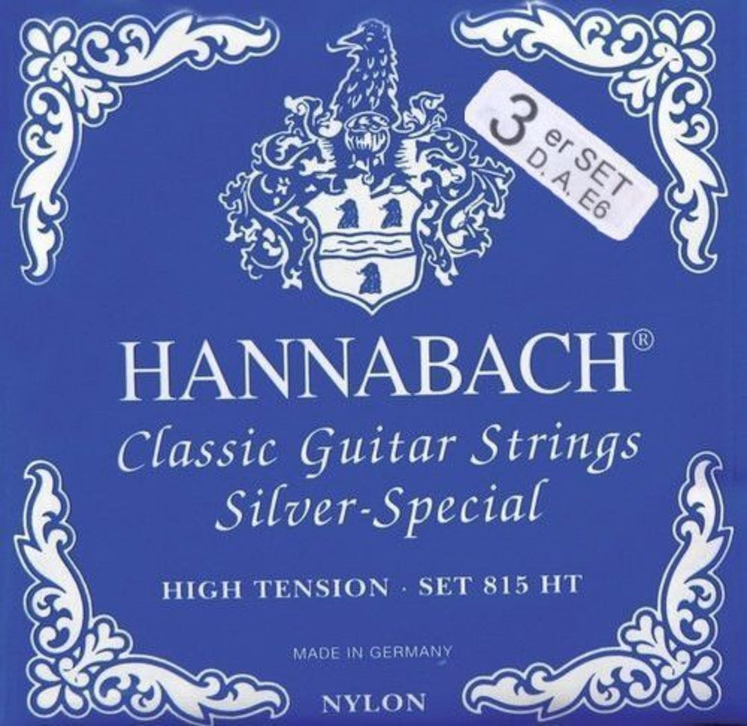 Hannabach strängar för klassisk gitarr serie 815 High tension Silver special - set med 3 bassträngar (8157HT)