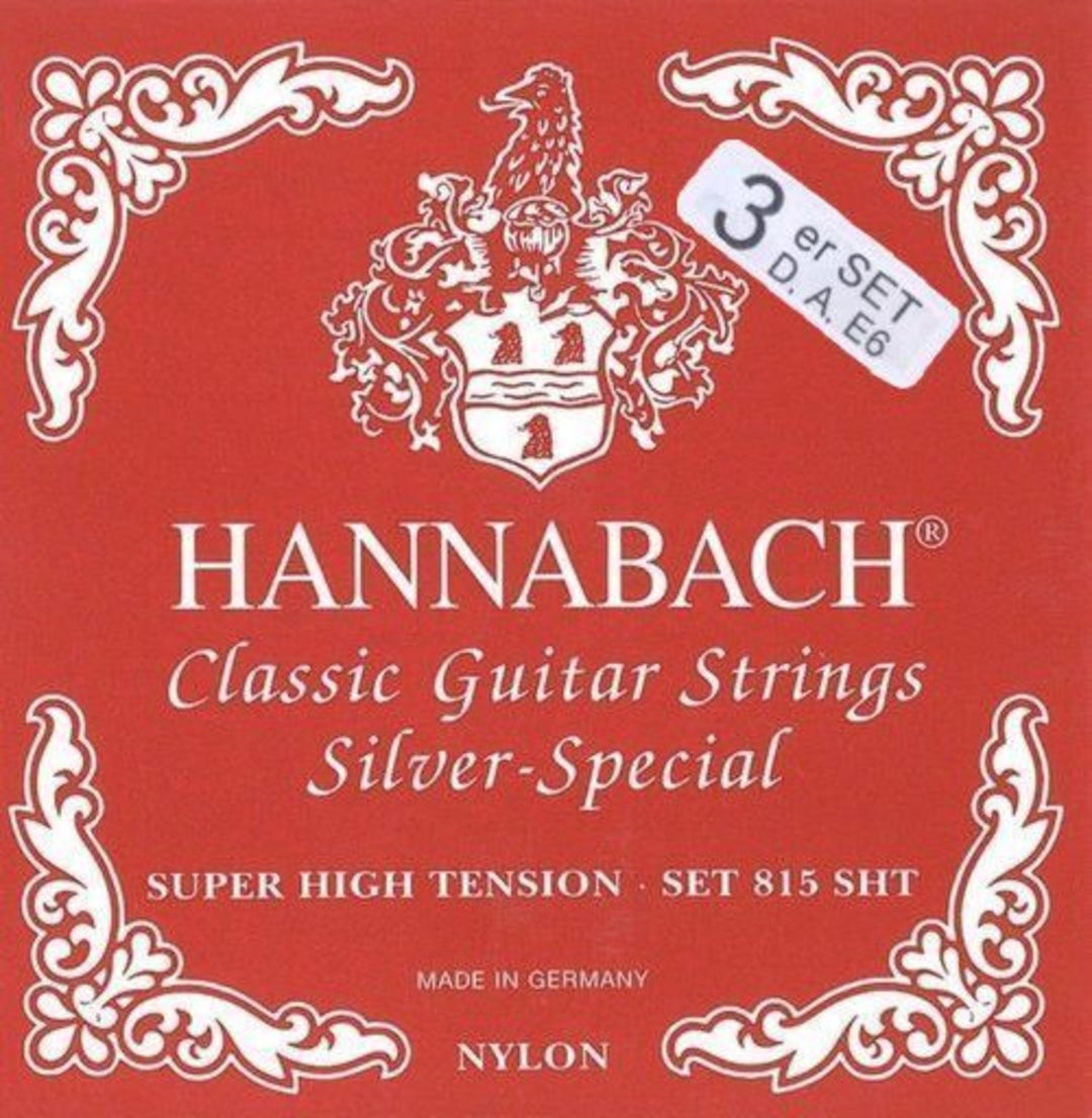 Hannabach strängar för klassisk gitarr serie 815 Super High Tension Silver special - 3-pack bas super high (8157SHT)