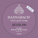 Hannabach Strängar för klassisk gitarr Serie 900 Medium/High Tension Silver 200 - 3-pack bassträngar med-hi (9007MHT)