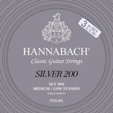 Hannabach Strängar för klassisk gitarr Serie 900 Medium/Low Tension Silver 200 - 3-pack bassträngar med-low (9007MLT)
