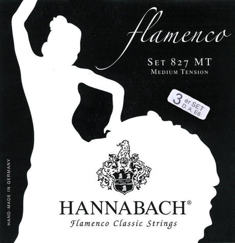 Hannabach strängar för klassisk gitarr serie 827 Medium Tension Flamenco - set med 3 bassträngar (8277MT)