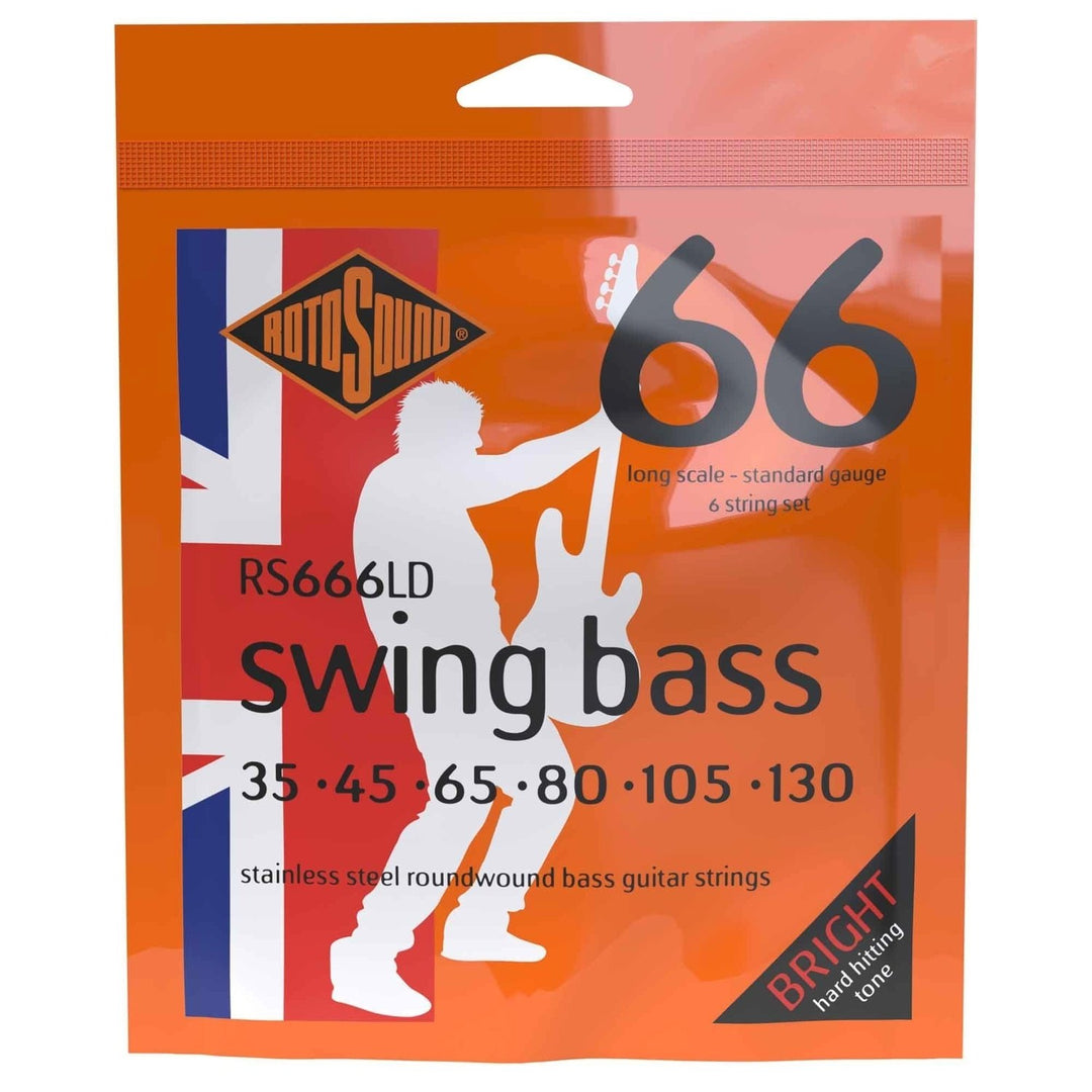Rotosound elbassträngar Swing Bass 66 - set 6-strängars rostfritt stål Standard 35-130 (RS666LD)