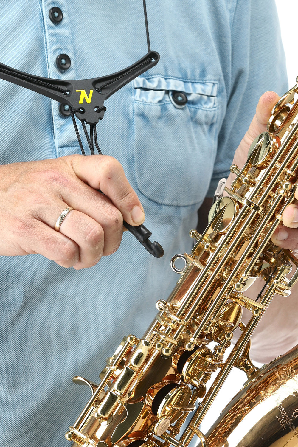 Neotech Bravo Strap saxofonrem med metallram, matt svart