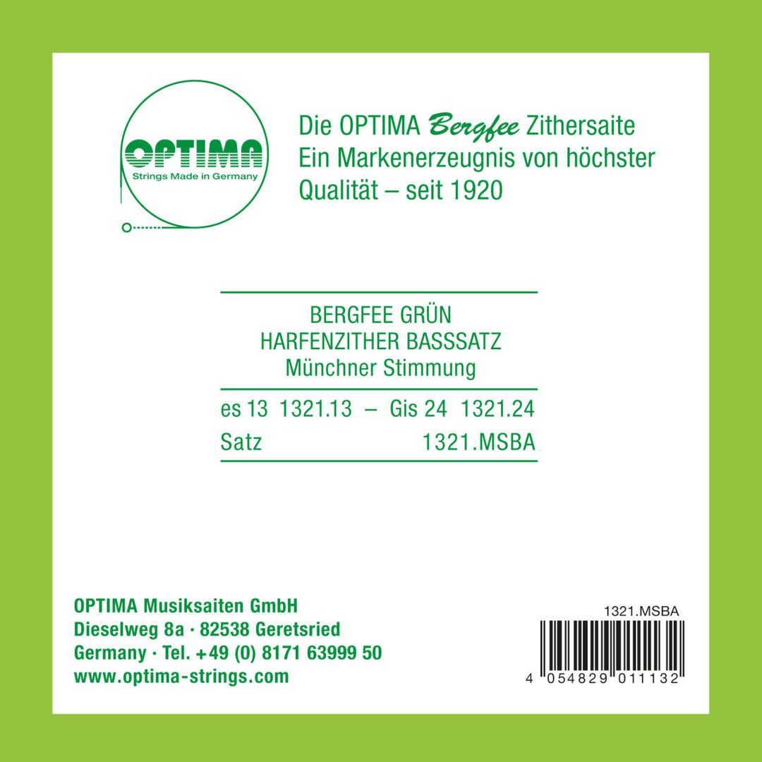 Optima strängar för cittra harp-/luftresonanscittra nylon grön 1321 - bassats (1321.MSBA)