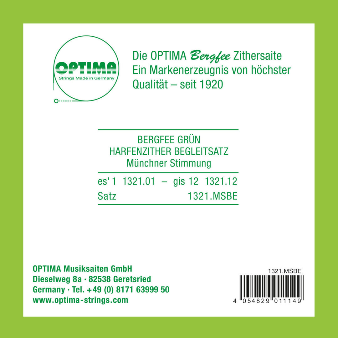 Optima strängar för cittra Harp/luftresonanscittra nylon grön 1321 - Set (1321.MSBE)