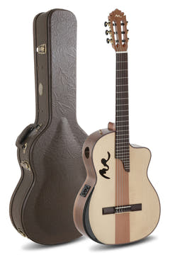 Manuel Rodriguez elektroakustisk Café Cortado Cutaway - flammande valnöt (satin)