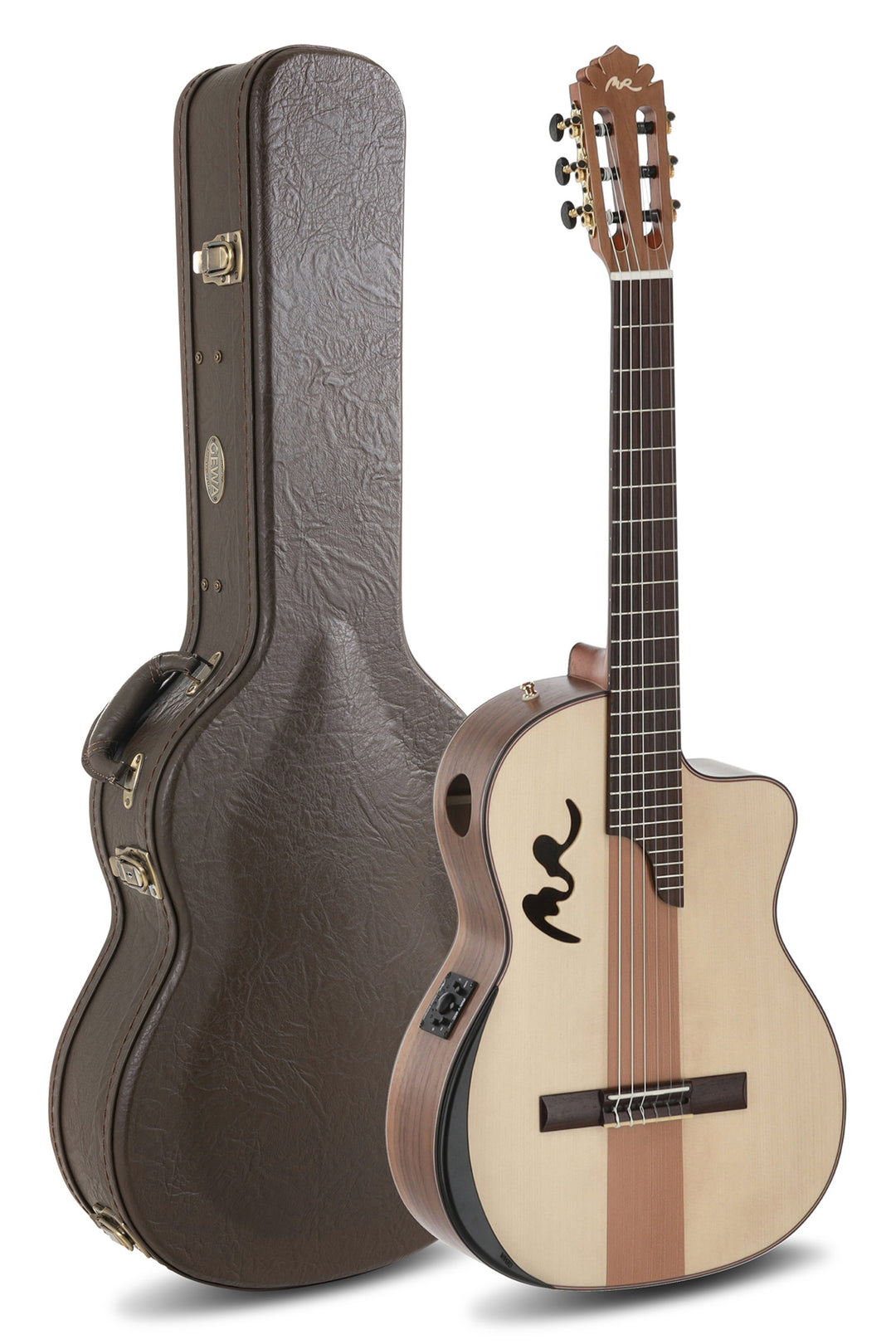 Manuel Rodriguez elektroakustisk Café Cortado Cutaway - flammande valnöt (satin)