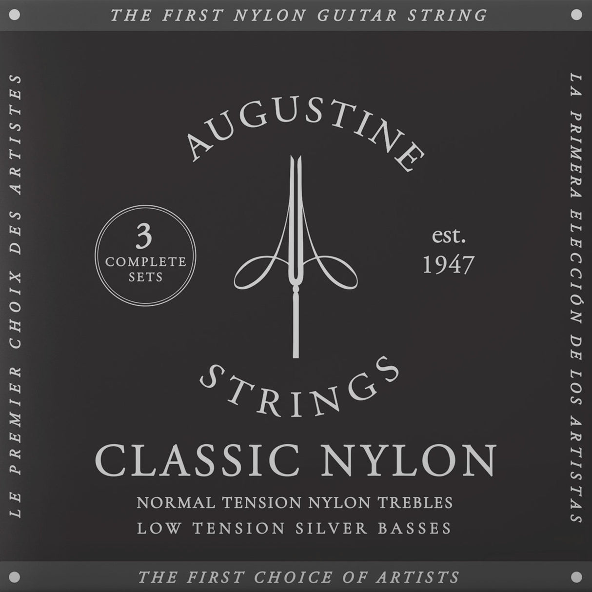 Augustine-strängar för klassisk gitarr Classic Label - 3 x set Classic Black (normal/låg)