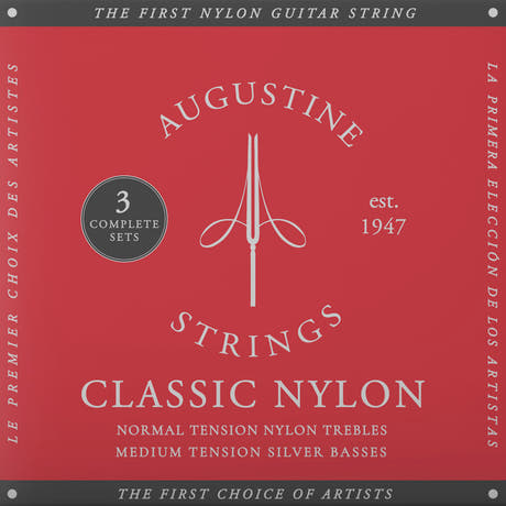 Augustine strängar för klassisk Gitarrer Classic Label - 3 x set Classic röd (normal/medel)