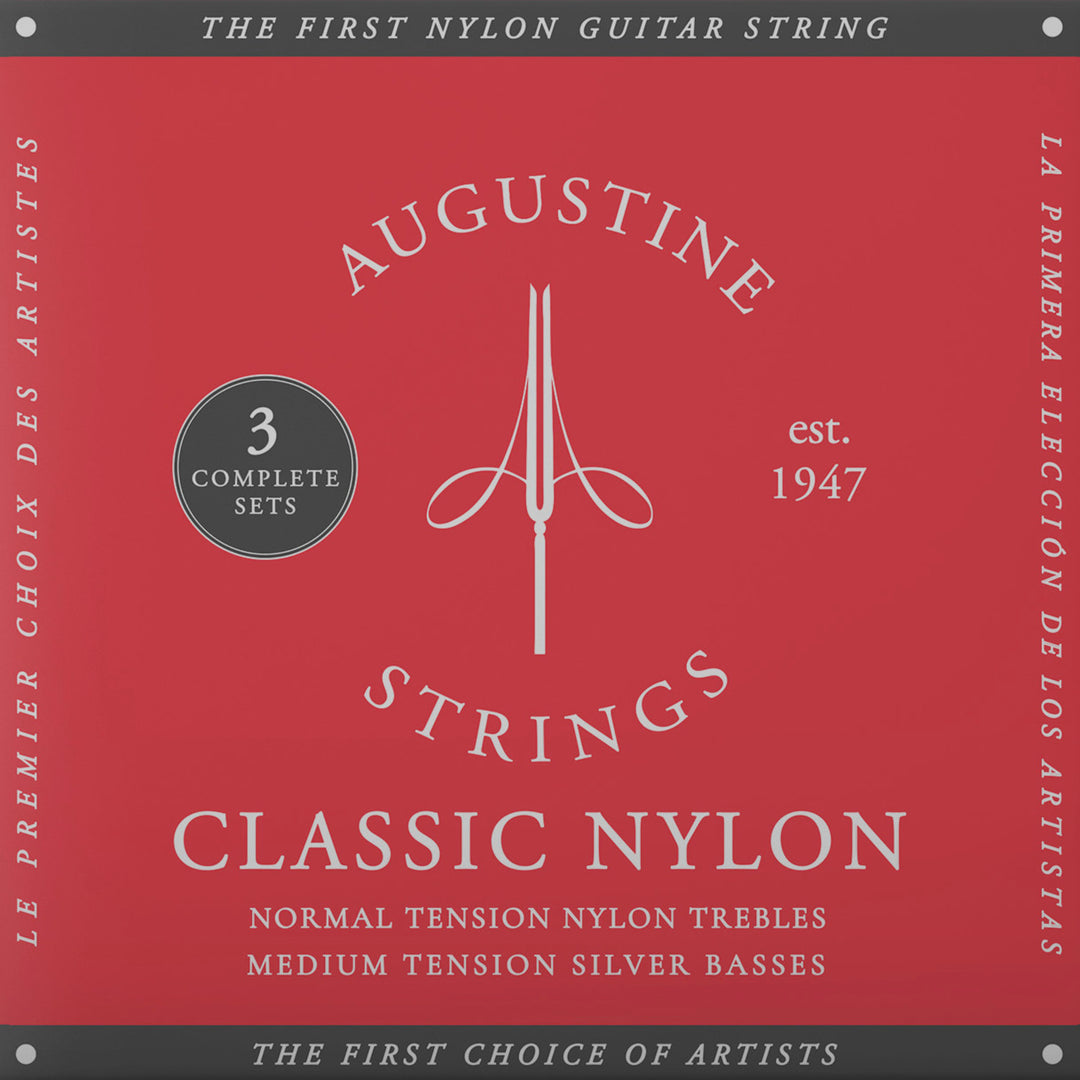 Augustine strängar för klassisk Gitarrer Classic Label - 3 x set Classic röd (normal/medel)