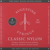 Augustine strängar för klassisk Gitarrer Classic Label - 3 x set Classic röd (normal/medel)