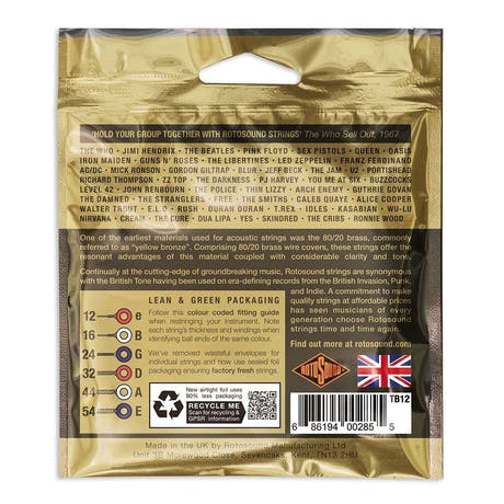 Rotosound Tru Bronze TB12 westerngitarrsträngar 12-54