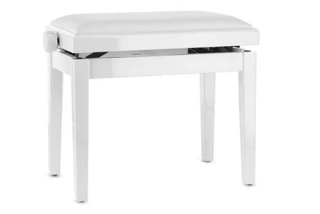 GEWA Deluxe pianopall med vinylklädsel, vit högglans, vit sits