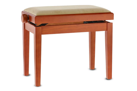 GEWA pianobänk Deluxe - Körsbär matt (Beige sits)