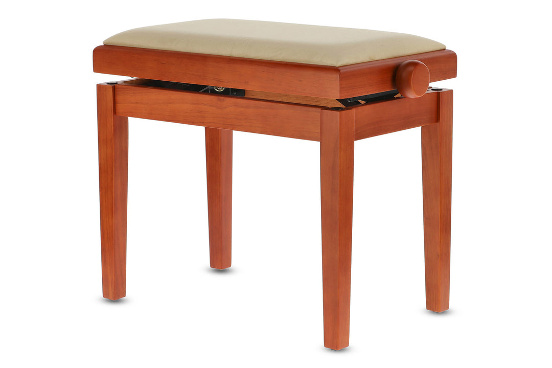 GEWA pianobänk Deluxe - Körsbär matt (Beige sits)