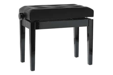 GEWA pianopall Deluxe Leather Black, Highgloss - svart klädsel i konstläder