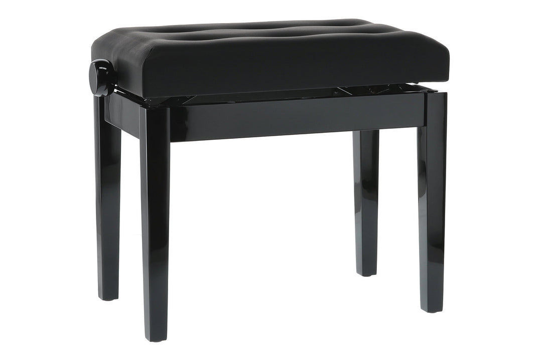 GEWA pianopall Deluxe Leather Black, Highgloss - svart klädsel i konstläder
