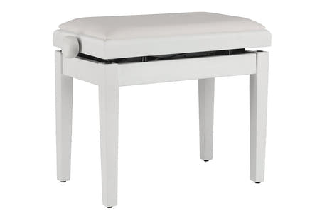 GEWA pianobänk Deluxe Autolift Vinyl - vit matt (vit sits)