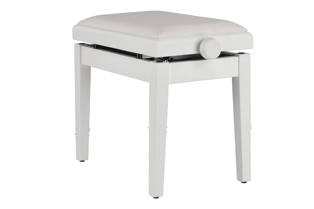 GEWA pianobänk Deluxe Autolift Vinyl - vit matt (vit sits)