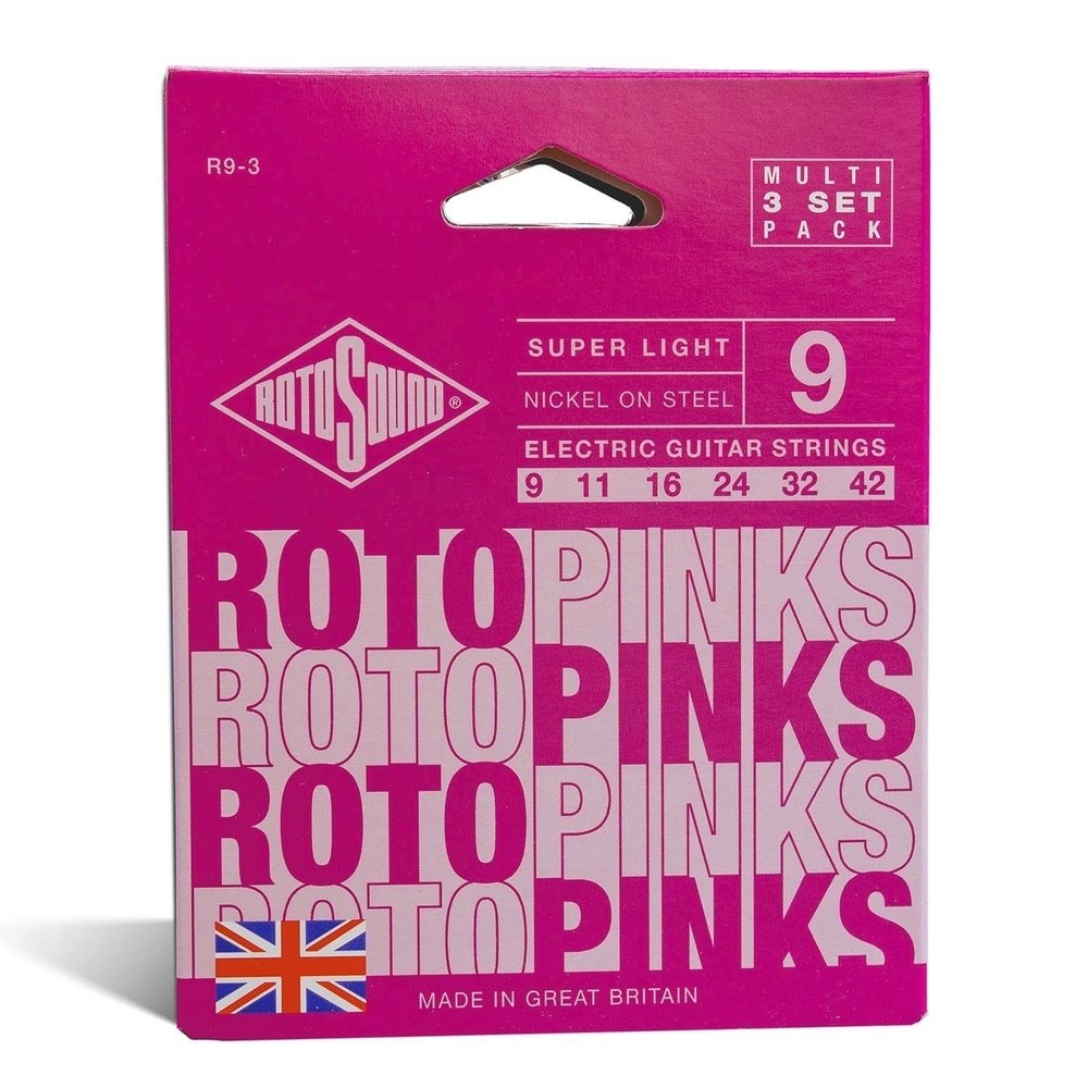 Rotosound Roto Pinks R9-3 elgitarrsträngar 9-42, 3 set