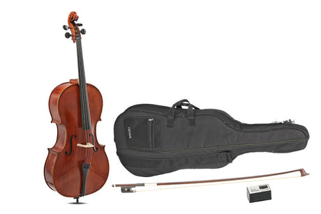 GEWA Sonata Europa Cello 4/4, uppsatt med massaranduba-stråke och väska