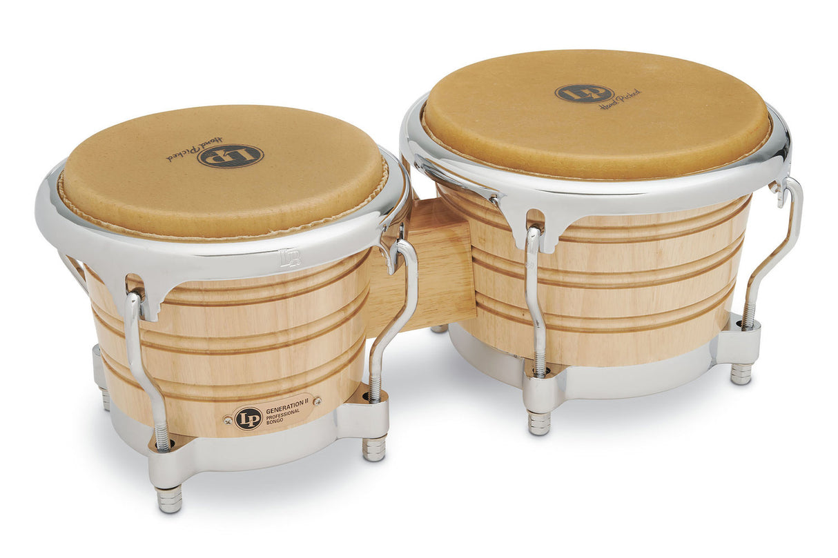 Latin Percussion bongo Generation II i trä - Natural, kromad HW (LP201AX-2)