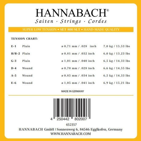 Hannabach strängar för klassisk gitarr serie 800 Super Low Tension silverpläterade - Set super low (800 SLT)