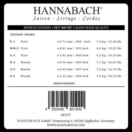 Hannabach strängar för klassisk gitarr serie 800 Medium tension silverpläterade - Set medium (800MT)